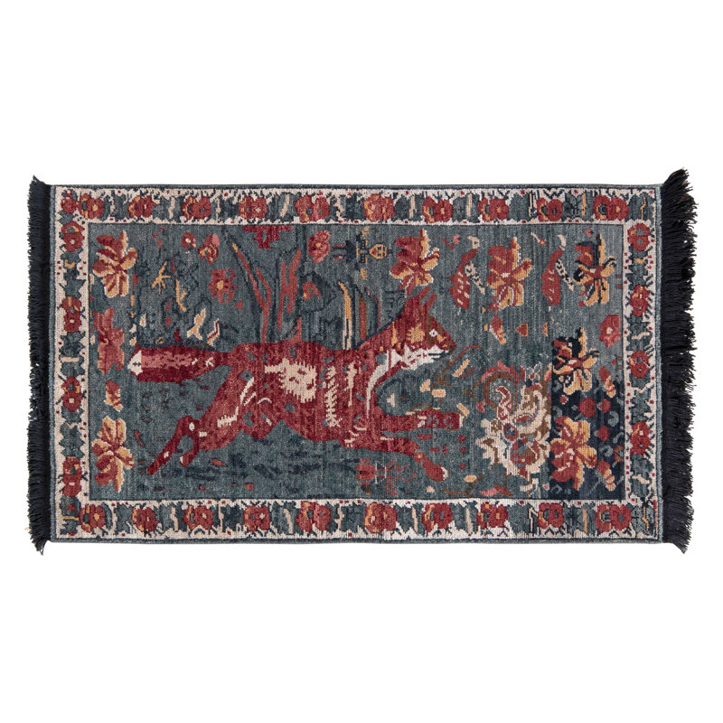 Rug & Kilim’S Transitional Pictorial Rug In Red And Blue, Rectangle 10' x 14'
