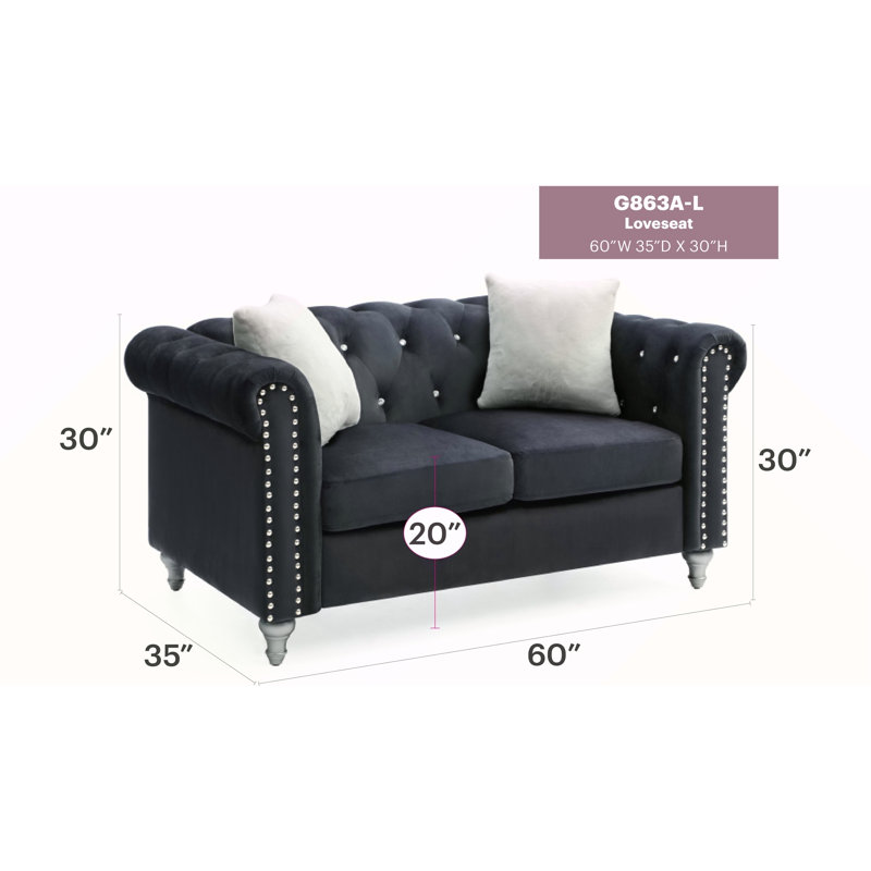 Stylish Contemporary Loveseat In Black, Black