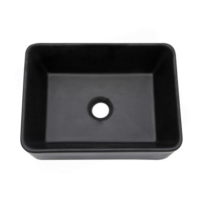 Lavabo de salle de bain vasque rectangulaire en céramique noire 16 po x 12 po