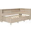 Lit de jour simple style avec 3 tiroirs et tablettes de rangement, blanc antique, espace en bois sans sommier, tiroirs, fabrication solide,-1381286125