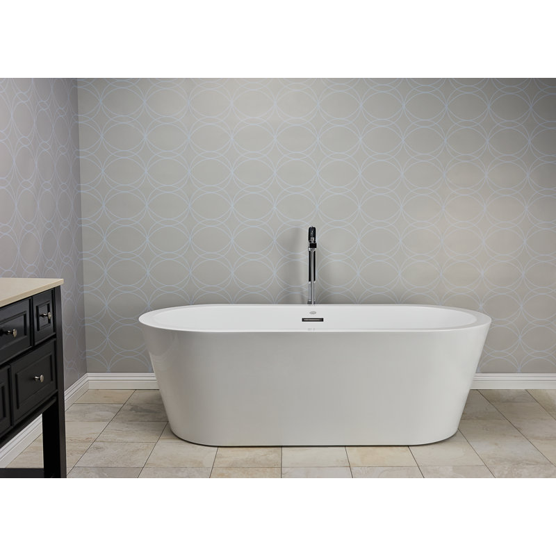 CELESTE 70"x32" Freestanding PURE AIR® Chromatherapy Bath Center Drain White with Chrome & White Toe Tap Drains, White