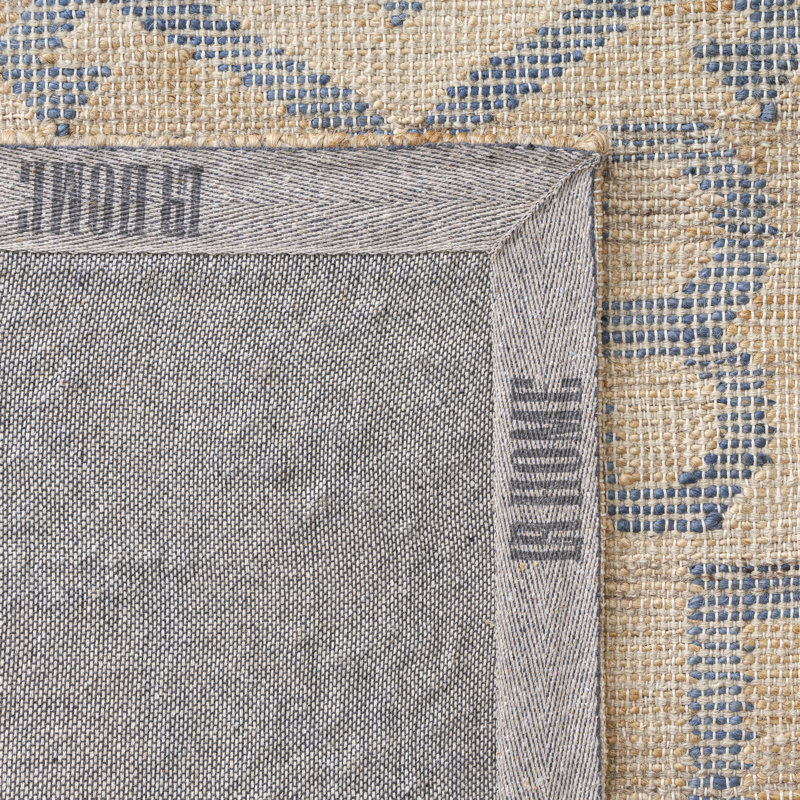Tapis en mélange de jute fait à la main Laverle Farmhouse Medallion, Rectangle 2 pi x 3 pi, Bleu