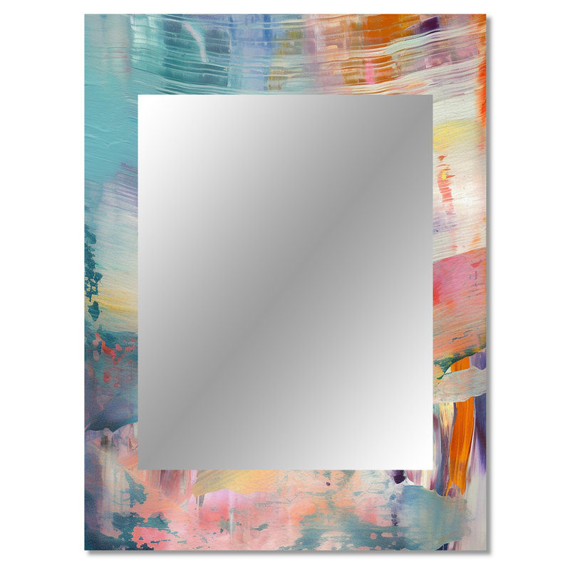 «Spring Miracles In Tender Retro Pastel I», peinture abstraite, décor de miroir mural unique, grand miroir moderne, art imprimé en métal