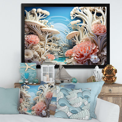 «Coral Sea Anemon Collage», art mural sur toile plage et océan