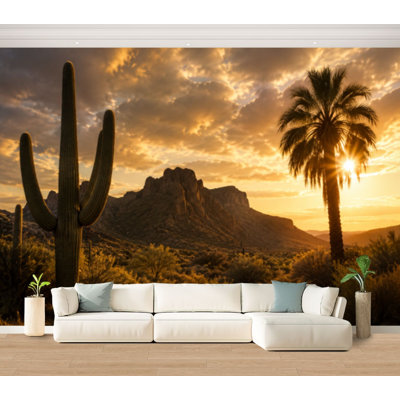 Wall Mural Peel and Stick Wallpaper Desert landscape Scottsdale Arizona Self-Adhesive Removable Contact Paper Wall Decor for Living Room Bedroom 100"H x 144"W