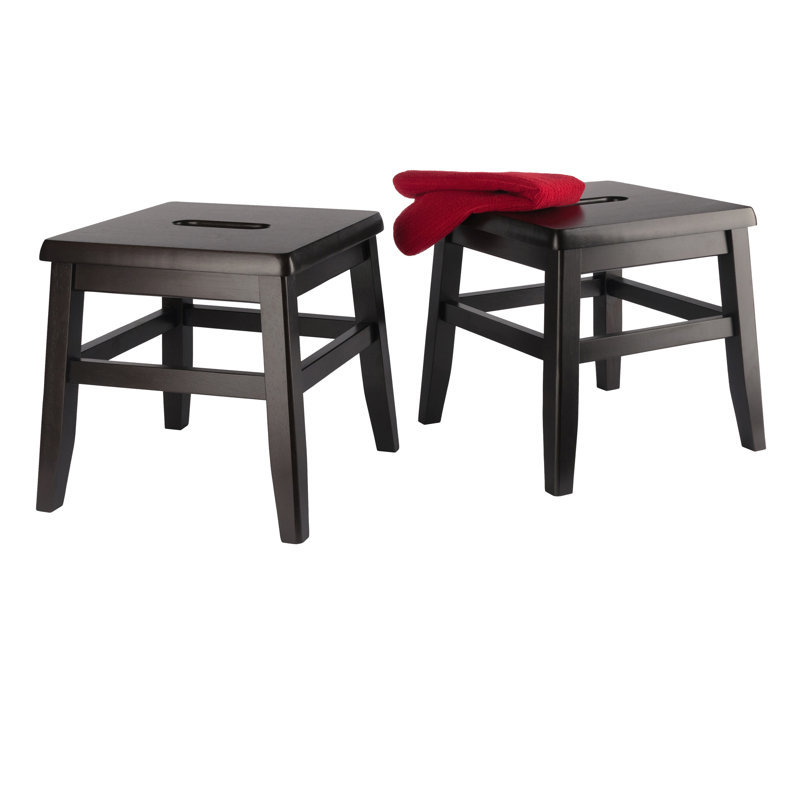 Tabouret d'appoint en bois massif Mariani, Café