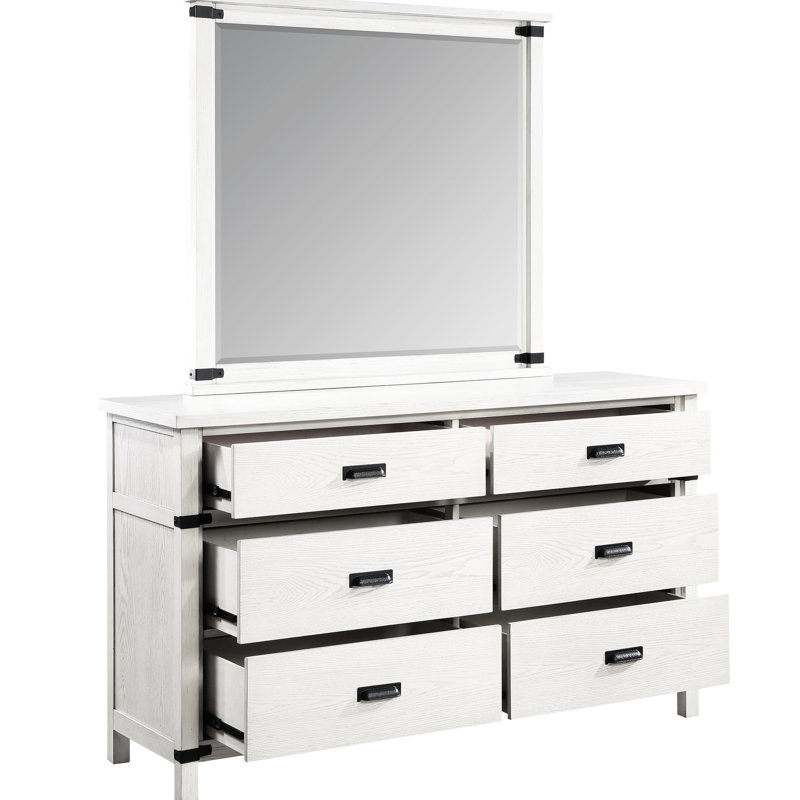 Miroir rectangulaire pour chambre à coucher en blanc antique - élément moderne avec une teinte élégante