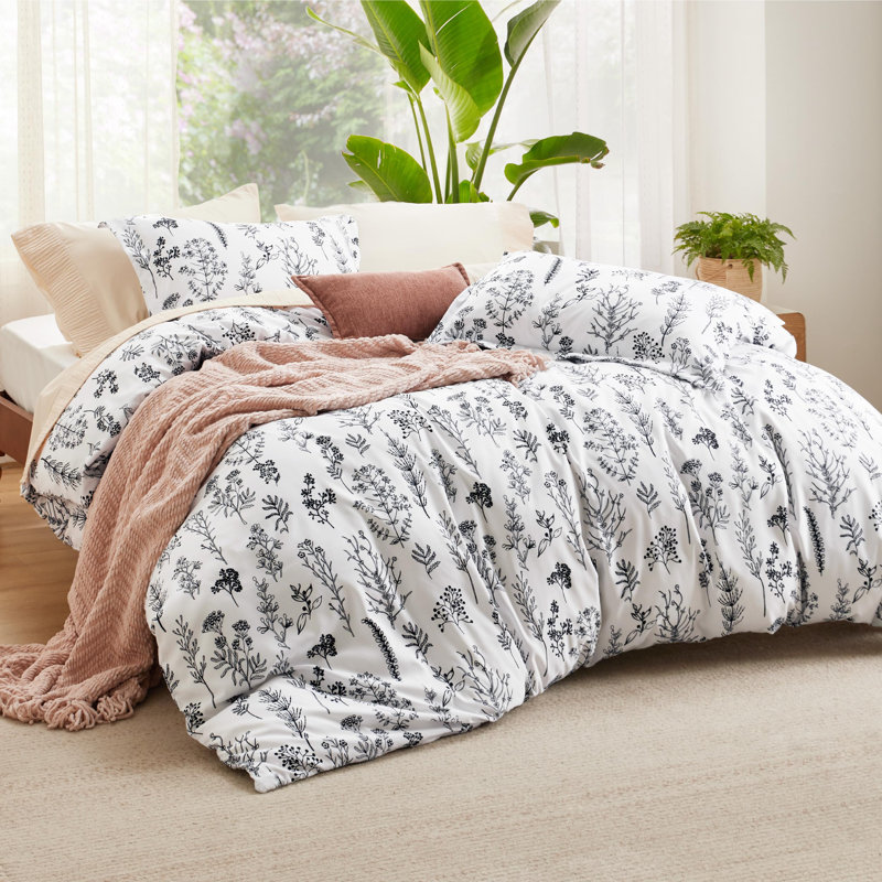 Ensemble de housse de couette réversible très grand avec housse de couette avec fermeture à glissière, ensemble de literie à motif floral 3 pièces
