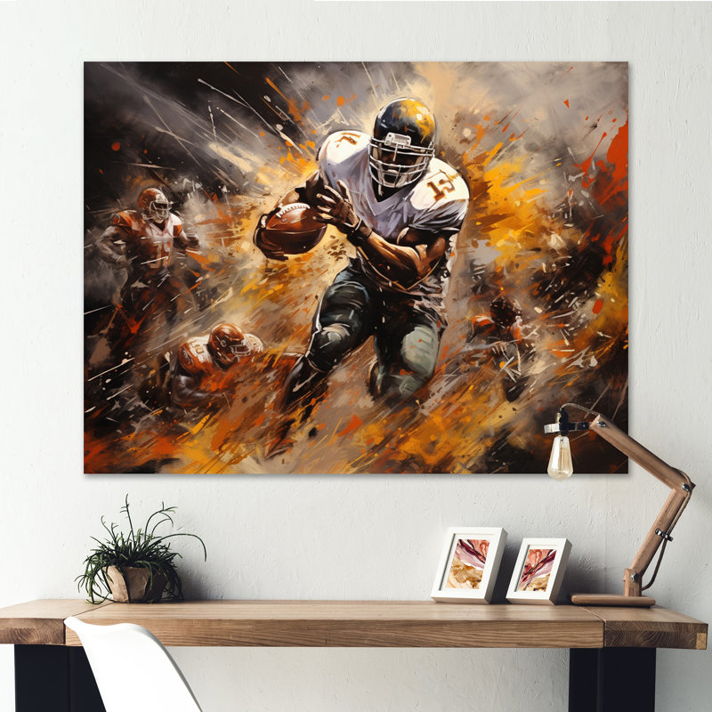 Yellow Football Abstract Victory - Sports Canvas Prints, H 12 po x l 20 po x P 1 po, Toile tendue