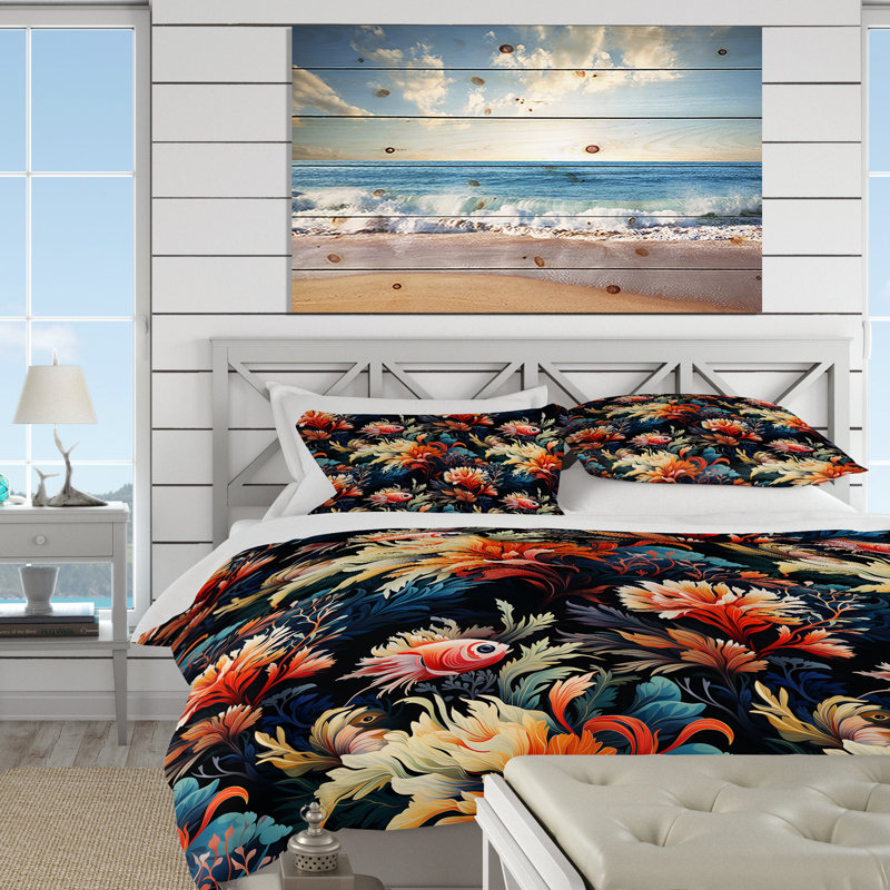 Ensemble de housse de couette Oceanic Harmony, Housse de couette simple + 1 taie décorative stan