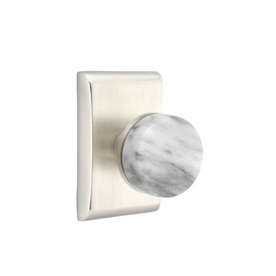 Emtek Select Passage Interior Mortise w/ Neos Rosette & Conical Stem, White Marble Knob (LH)