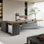 Bureau de direction rectangulaire en bois massif brun clair + acrylique-1597461226-1597461204