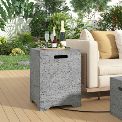Outdoor Propane Tank Cover Table – 20 lb Gas Tank Holder with Side Handles & Bottom Groove Hole (No Assembly Needed)