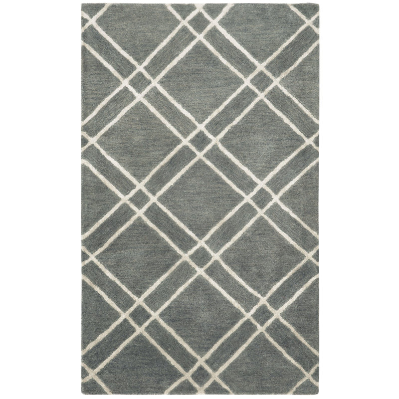 Milroy Hand Tufted Wool Geometric Rug, Rectangle 3' x 5'
