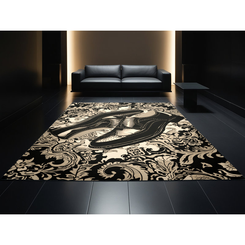 Tapis oriental doux et moelleux de style médina traditionnel brun - reliure noire, 5 x 7