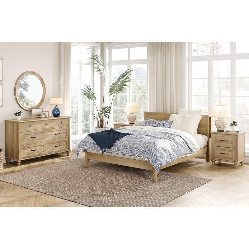 Ensemble de chambre à coucher de 3 pièces Scarlett, Chêne, Commode, tables de chevet 20 po