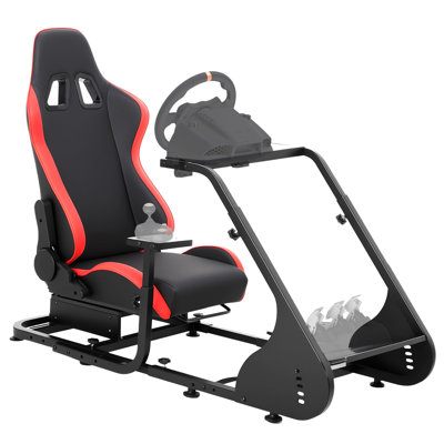 Foldable Racing Wheel Stand, Adjustable Sim Racing Cockpit for G923/G920/G29, Thrustmaster T248P, Fanatec, Hori, Mad Catz, Carbon Steel Steering Wheel Stand with Pedal Angle Adjustment