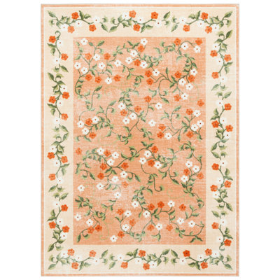 Msrw Floral 195 Performance Machine Washable Floral Rug