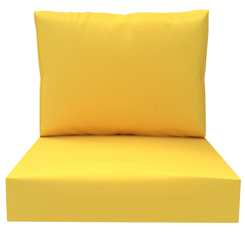Paquet de 4 coussins de remplacement pour siège d'extérieur 26 po x 26 po x 5 po Amberson Sunbrella, 4, Toile tournesol