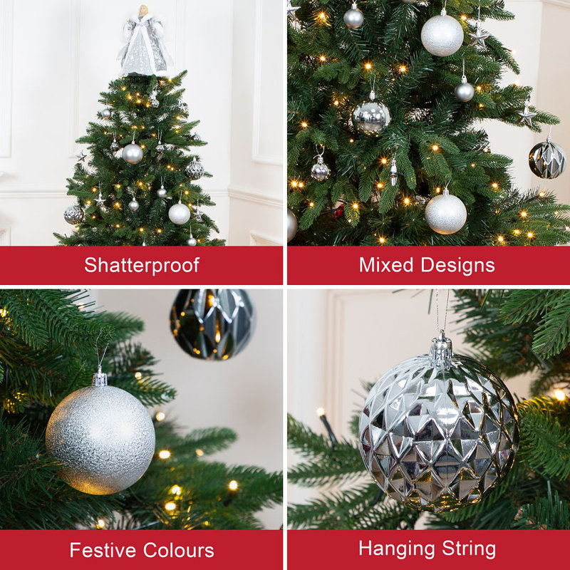 Solid Colour Shatterproof Ball Ornament, Silver