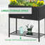 Lit de jardin surélevé, jardinière surélevée avec aspect osier en rotin, tablette de rangement pour outils, conception portable pour herbes, légumes, fleurs, noir-935259670