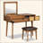 43.3" Classic Wood Makeup Vanity Set With Flip-Top Mirror And Stool, Dressing Table With Three Drawers And Storage Space, Brown