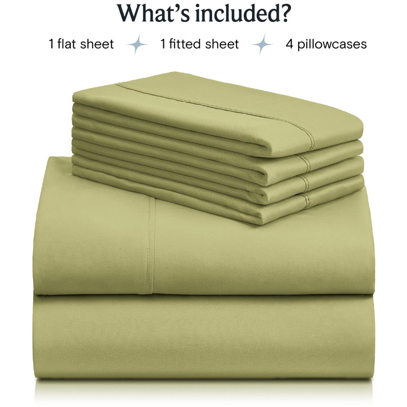 LuxClub 4 PC Lime Full Silky Soft Cooling Deep Pocket Performance Sheet Set