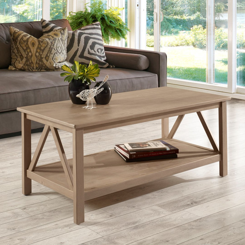 Downtown Solid Wood Four Leg Coffee Table, Grey