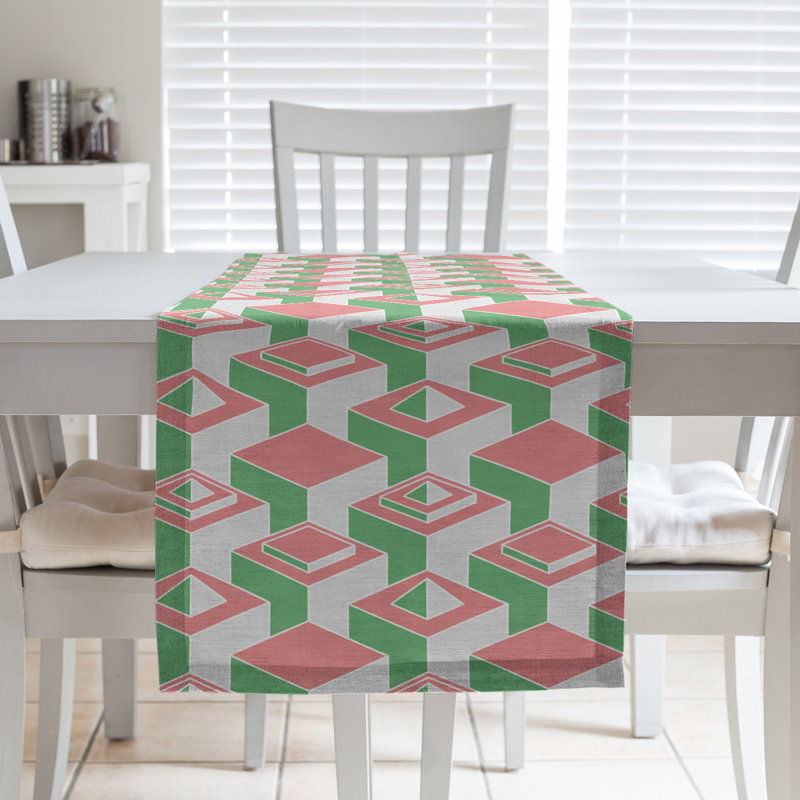 Chemin de table Classic Skyscrapers, 16 po x 90 po, Rouge/vert