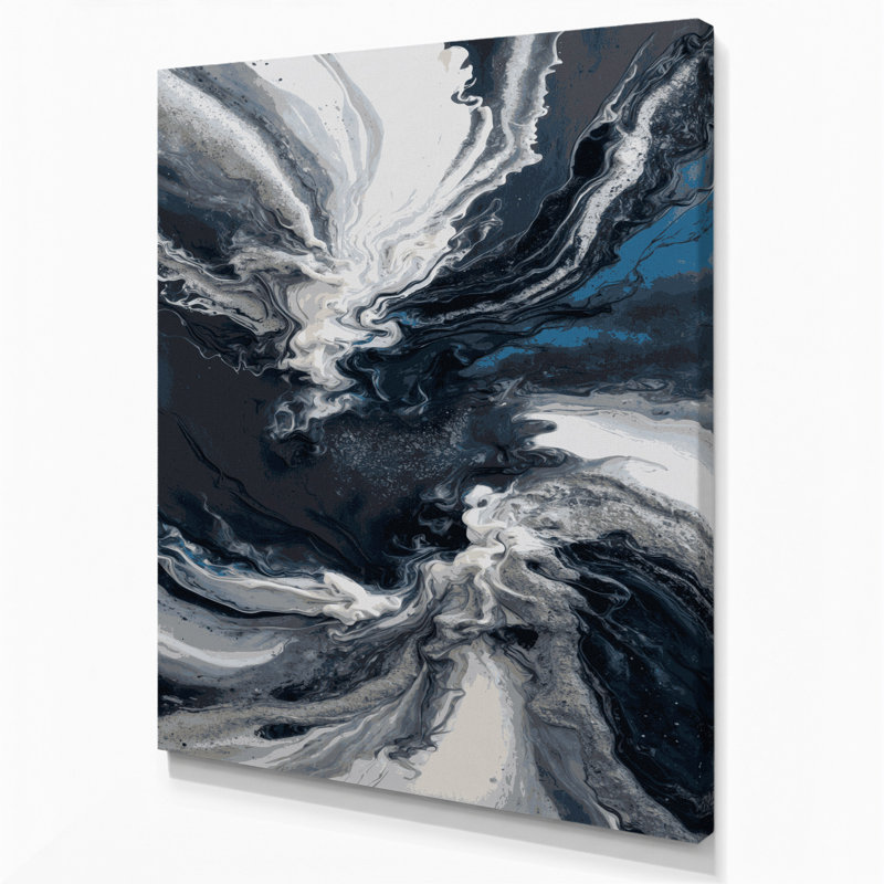 Abstrait art fluide sur toile grise 18, H 20 po x l 16 po