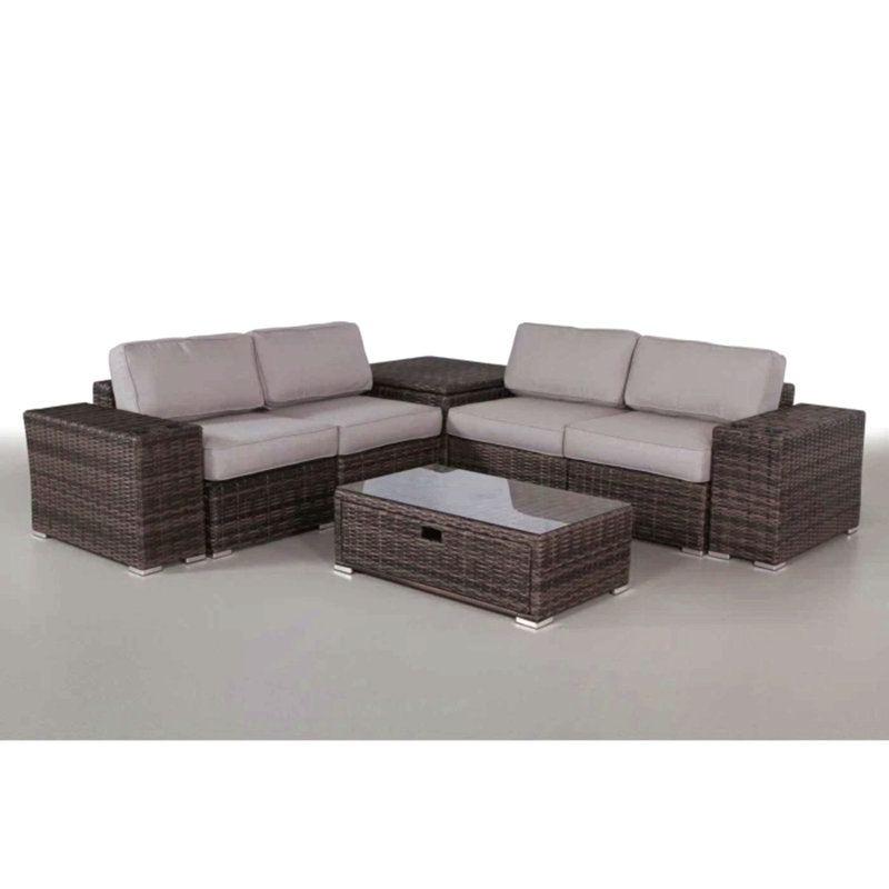 Fully Assembled All-Weather Rattan Sectional Sofa Set – 8 Pieces With Cushions