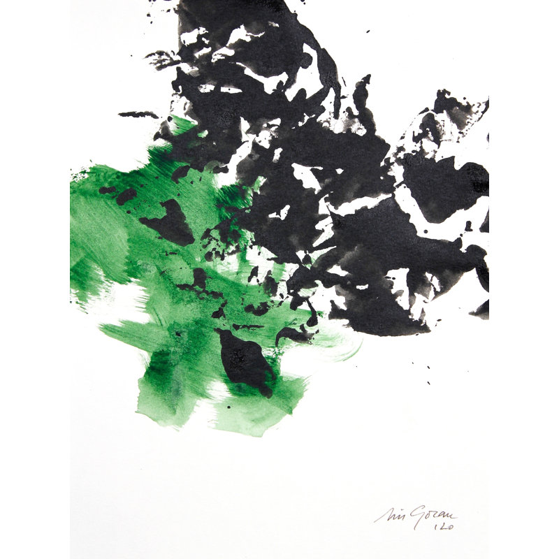 # 3 par Simona Gocan - Peinture, H 31,25 po x l 25,25 po, Papier avec cadre noir