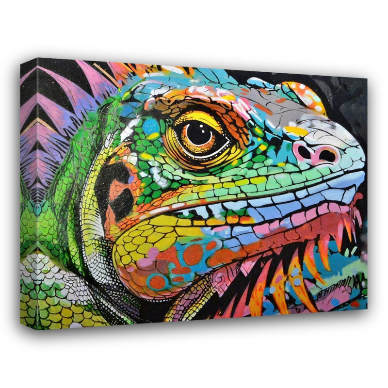 «Iguana Graffitianimals» sur toile, H 20 po x l 24 po