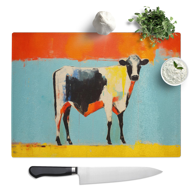 Cow Minimalism No.4  Glass Chopping Board
