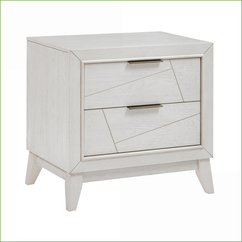 Table de chevet moderne antique blanche avec 2 tiroirs en queue d'aronde - Rangement pour chambre à coucher