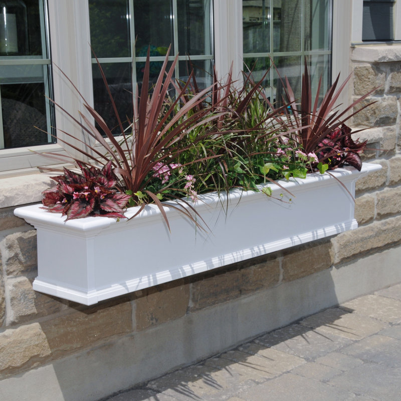 Anand Resin Window Box with Water Reservoir, 10" H x 72" W x 12" D, White