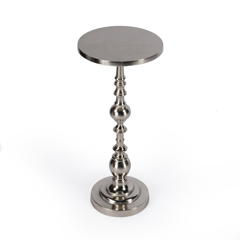 Darien Round Pedestal 10"W Side Table, Silver