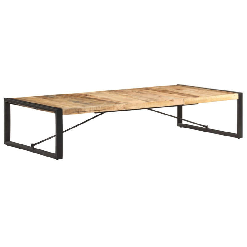 Danville Coffee Table Solid Wood, 40cm H x 180cm W x 90cm D, Light Brown, Black