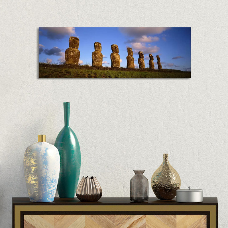 Ahu Akivi - Wrapped Canvas Panoramic Print, 30.48 cm H x 91.44 cm W x 1.91 cm D