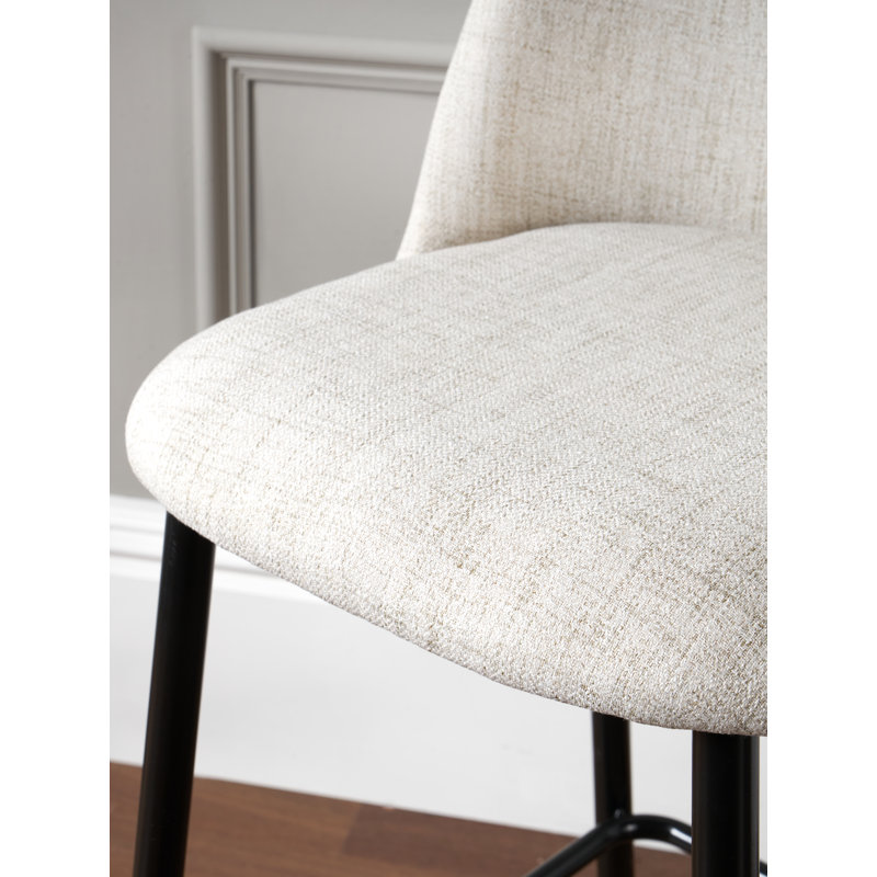 Upholstered Counter Stool with Metal Frame, Grey