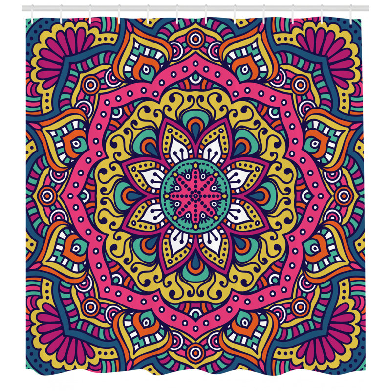 Mandala Shower Curtain Set + Hooks, 75" H x 69" W