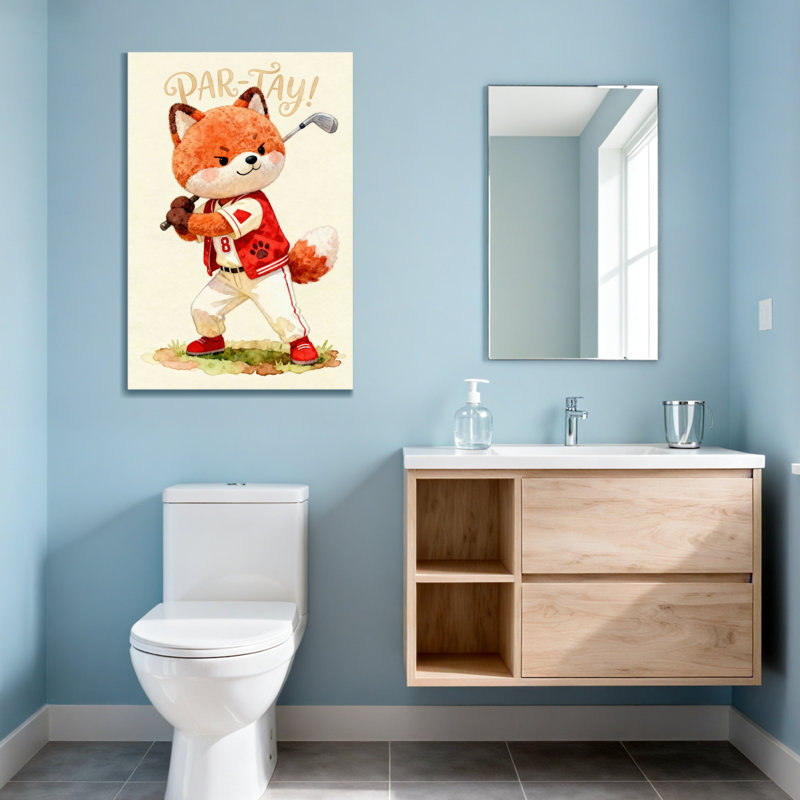 Animaux, renard, golf avec club et balle, H 36 po x l 24 po