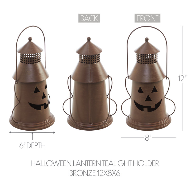 Halloween Lantern Tealight Holder 12x8x6, Brown