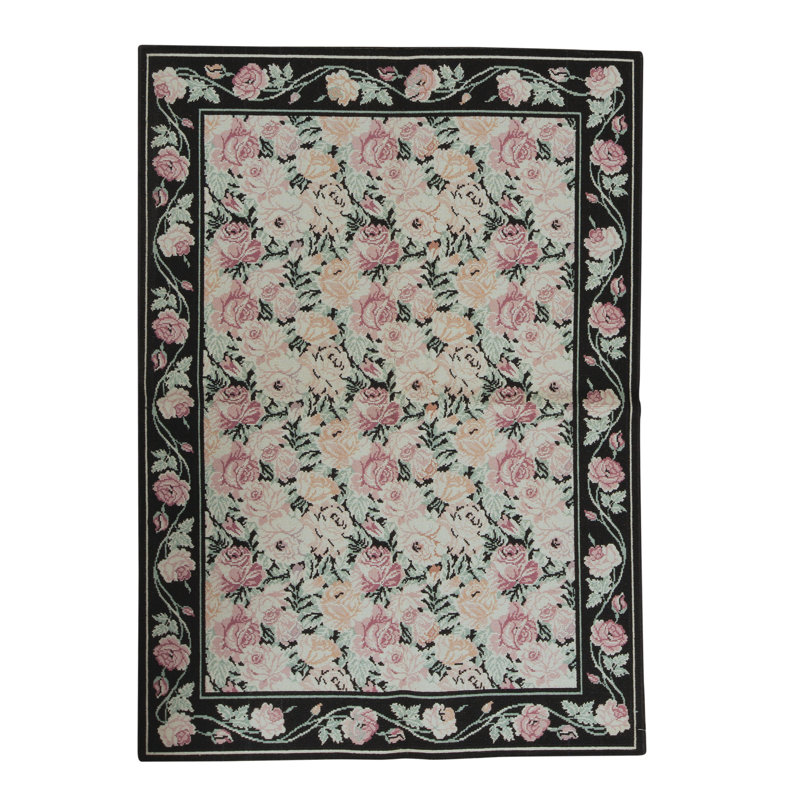 Hand-Knotted High-Quality Beige and Pink Area Rug