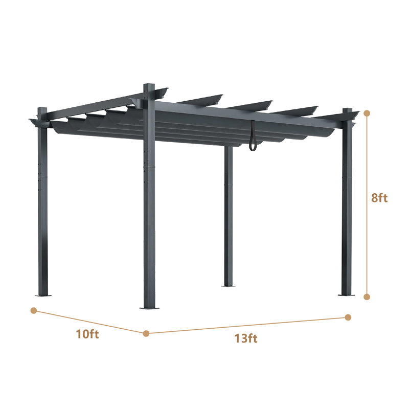 10 X 13 Ft Outdoor Aluminum Canopy Shelter-Beige, Gray