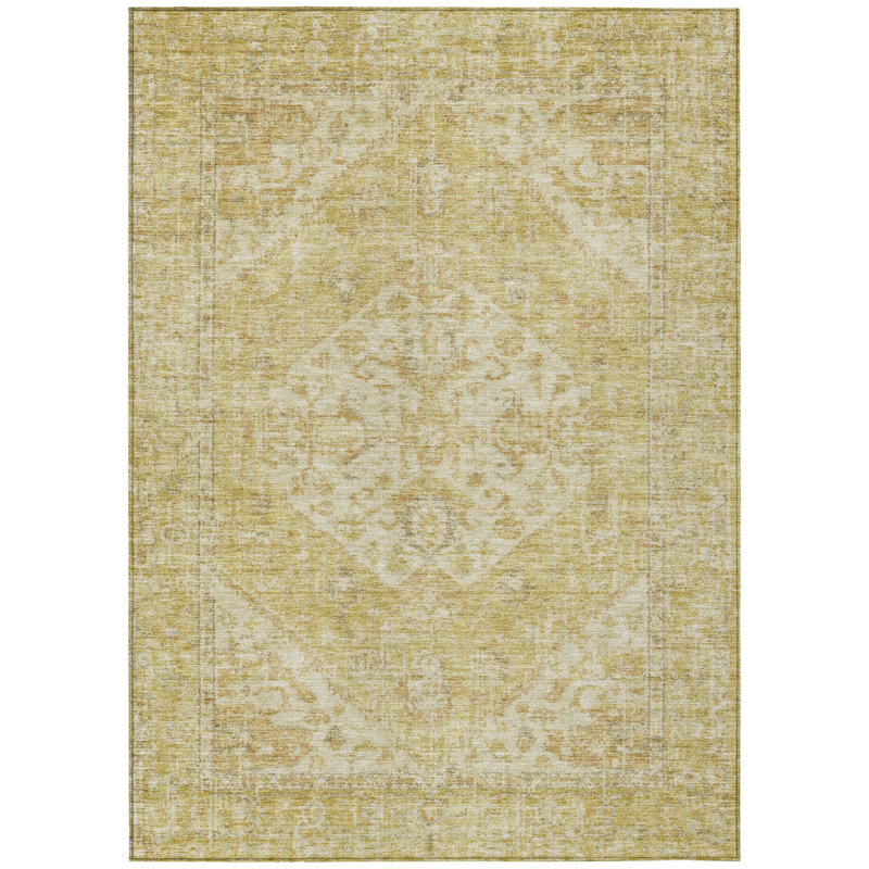 Tapis oriental lavable d'intérieur brun clair beige et beige 3 pi x 5 pi