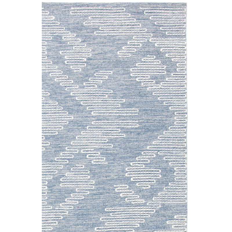 Alyun Hand Woven Cotton/Wool Southwestern Rug in Ivory/Blue, Rectangle 5' x 8'