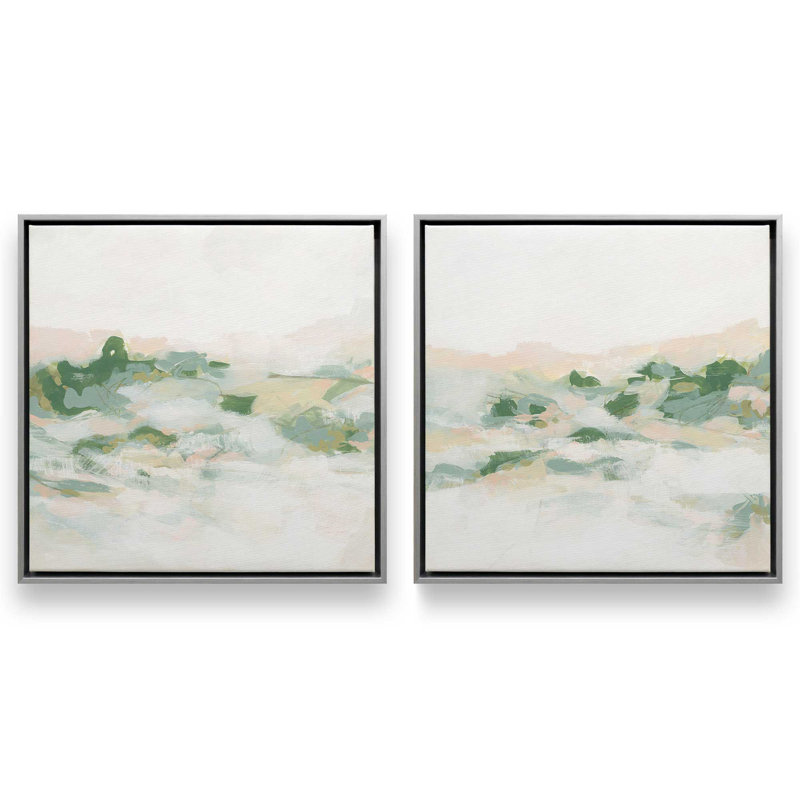 Ensemble de 2 pastel sauvage, H 13 po x l 26 po, Cadre flottant en chrome poli