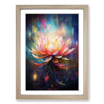 Lotus Flower Abstract - Single Picture Frame Print on Wood