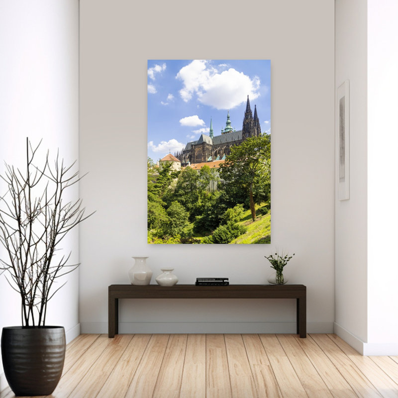 Majestic Prague Castle Gothic Abstract Contemporary Architecture City Wall Art Print 1 Piece Wrapped Canvas Wall Art